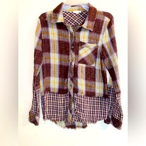 Mystree Boyfriend Brown Flannel Size Small